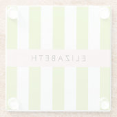 Grüne Streifen, Linien, Streifen, Ihr Name Glasuntersetzer (Rückseite)