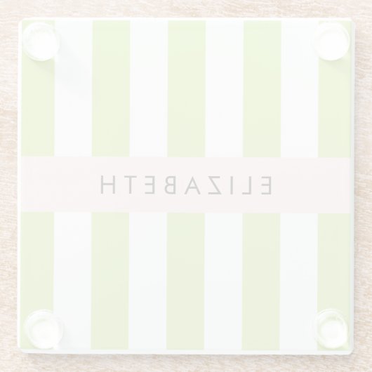 Grüne Streifen, Linien, Streifen, Ihr Name Glasuntersetzer (Rückseite)