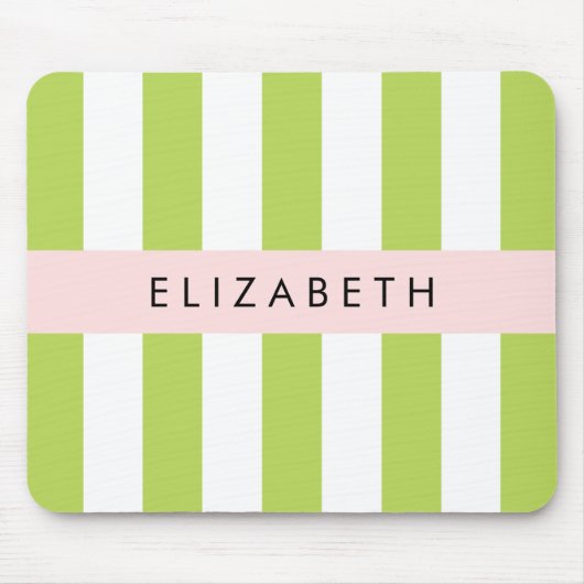 Grüne Streifen, Linien, Streifen, Ihr Name Mousepad (Vorne)