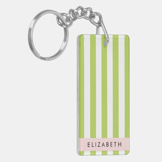 Grüne Streifen, Linien, Streifen, Ihr Name Schlüsselanhänger (Vorderseite links)