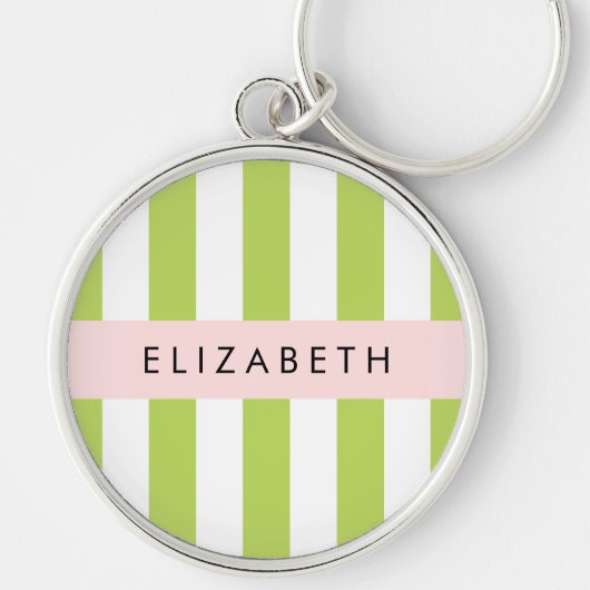 Grüne Streifen, Linien, Streifen, Ihr Name Schlüsselanhänger (Vorne)