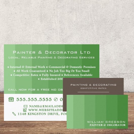 Grüne Streifen, Maler und Dekorator Visitenkarte