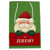 Grüne Streifen mit festlichem Weihnachtsfest Mittlere Geschenktüte (Vorderseite)