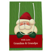 Grüne Streifen mit festlichem Weihnachtsfest Mittlere Geschenktüte (Rückseite)