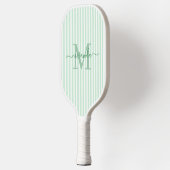 Grüne Streifen Monogramm Name Pickleball Schläger (Links)