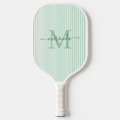 Grüne Streifen Monogramm Name Pickleball Schläger (Vorderseite)