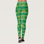 Grüne Streifen Muster mit goldenen Knöcheln Patric Leggings (Rückseite)