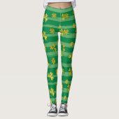 Grüne Streifen Muster mit goldenen Knöcheln Patric Leggings (Vorderseite)