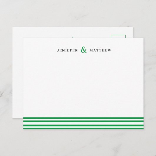 Grüne Streifen Paare Personalisierte Station Postc Postkarte (Vorne/Hinten)