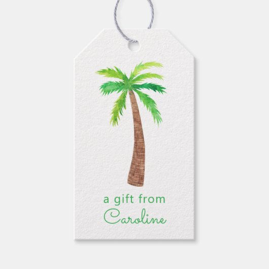 Grüne Streifen Palmen Geschenkanhänger (Vorderseite)