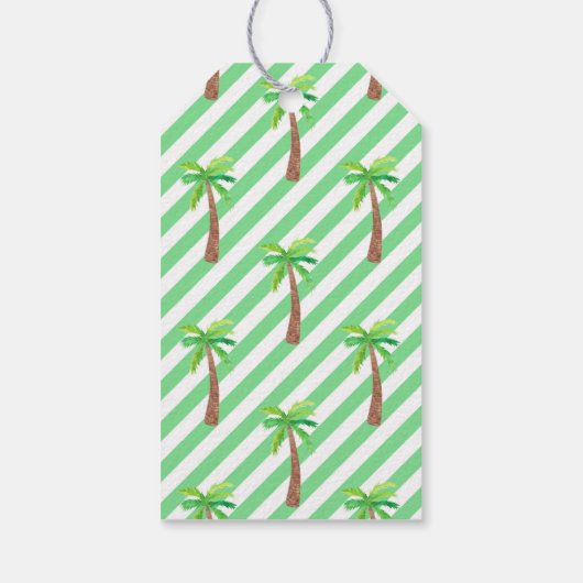 Grüne Streifen Palmen Geschenkanhänger (Rückseite)