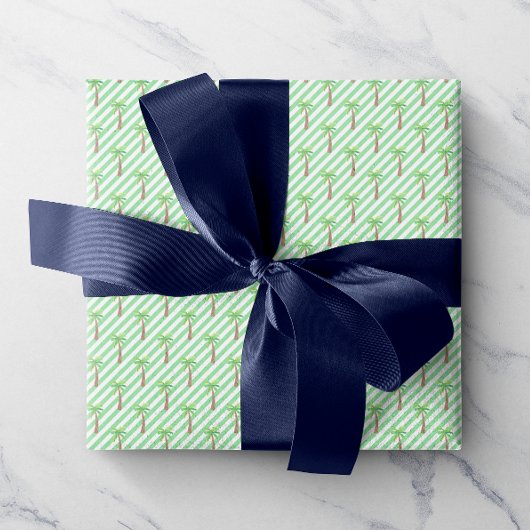 Grüne Streifen Palmen Geschenkpapier