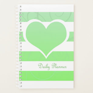 Grüne Streifen Pastel Heart Daily Planer