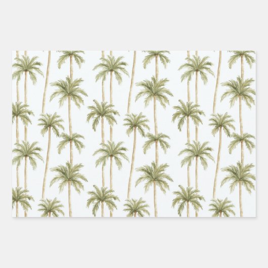 Grüne Streifen Rosa Flamingo Palmen Bäume Geburtst Geschenkpapier Set (Vorderseite 2)