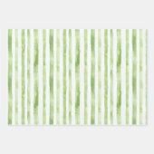 Grüne Streifen Rosa Flamingo Palmen Bäume Geburtst Geschenkpapier Set (Vorderseite)