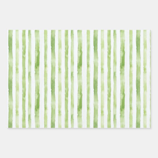 Grüne Streifen Rosa Flamingo Palmen Bäume Geburtst Geschenkpapier Set (Vorderseite)