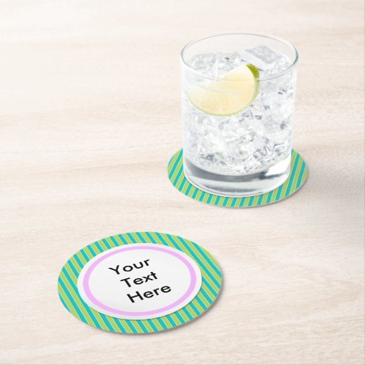 Grüne Streifen Runder Pappuntersetzer (Vor Ort)