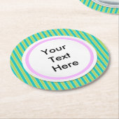 Grüne Streifen Runder Pappuntersetzer (Angewinkelt)