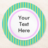 Grüne Streifen Runder Pappuntersetzer (Vorderseite)