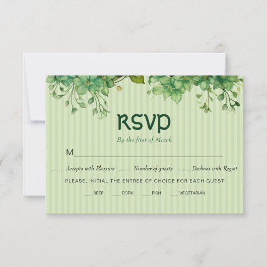 Grüne, Streifen St Patrick's Day Hochzeit RSVP Karte (Vorderseite)