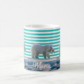 Grüne Streifen-Tasse für den Polarbär Kaffeetasse (Mittel)