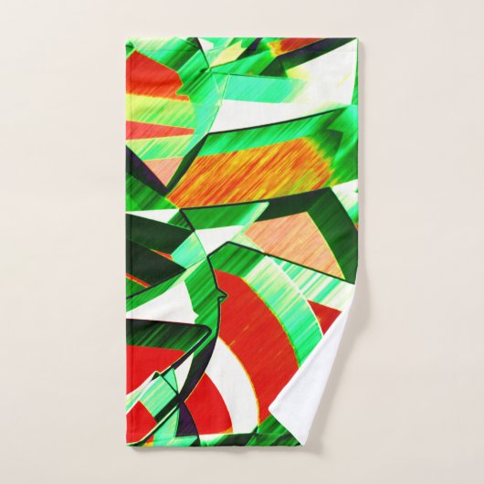 Grüne Streifen über korallenorangefarbenes Bild mi Badhandtuch Set (Handtuch)