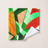 Grüne Streifen über korallenorangefarbenes Bild mi Badhandtuch Set (Waschlappen)