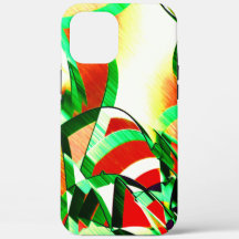 Grüne Streifen über korallenorangefarbenes Bild mi