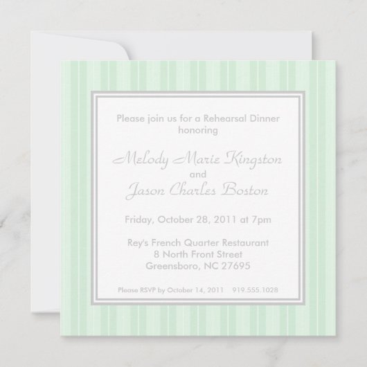 Grüne Streifen und Einfachheits-quadratische Einladung (Vorderseite)