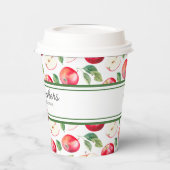 Grüne Streifen und rote Äpfel individuell einstell Pappbecher (Links)
