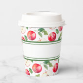 Grüne Streifen und rote Äpfel individuell einstell Pappbecher (Rückseite)