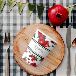 Grüne Streifen und rotes Granatapfel individuell e Pappbecher