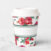 Grüne Streifen und rotes Granatapfel individuell e Pappbecher (Rückseite)