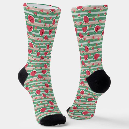 Grüne Streifen und Wassermelone Socken (Gewinkelt)