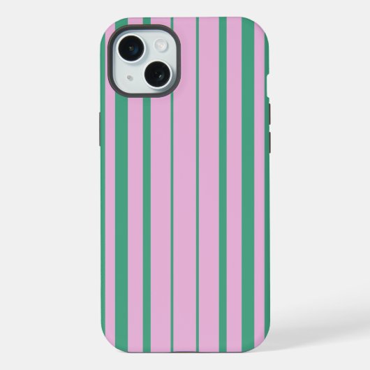 Grüne Streifen und weiche rosa iPhone 15 Plus Hüll Hülle (Rückseite)
