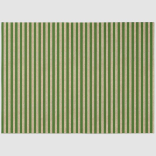 Grüne Streifen Vintag Kraft Braun Weihnachten Seidenpapier (Vorderseite)