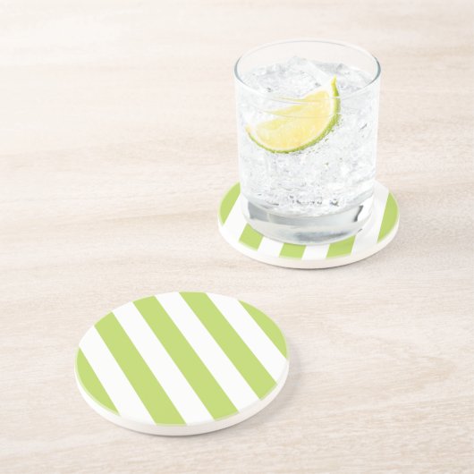Grüne Streifen, weiße Streifen, gestreiftes Muster Getränkeuntersetzer (Seite)