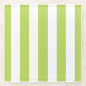 Grüne Streifen, weiße Streifen, gestreiftes Muster Glasuntersetzer (Vorderseite)