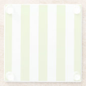 Grüne Streifen, weiße Streifen, gestreiftes Muster Glasuntersetzer (Rückseite)