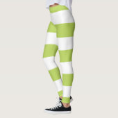 Grüne Streifen, weiße Streifen, gestreiftes Muster Leggings (Links)
