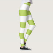 Grüne Streifen, weiße Streifen, gestreiftes Muster Leggings (Rechts)