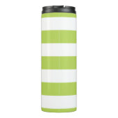 Grüne Streifen, weiße Streifen, gestreiftes Muster Thermosbecher (Rückseite)