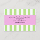 Grüne Streifen, weiße Streifen, gestreiftes Muster Visitenkarte (Rückseite)