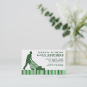 grüne Streifenrasendienstleistungen Visitenkarte (Stehend Vorderseite)