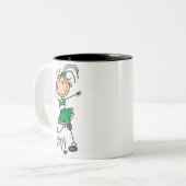 Grüne Strichmännchen-Cheerleader-T - Shirts und Zweifarbige Tasse (Vorderseite Links)
