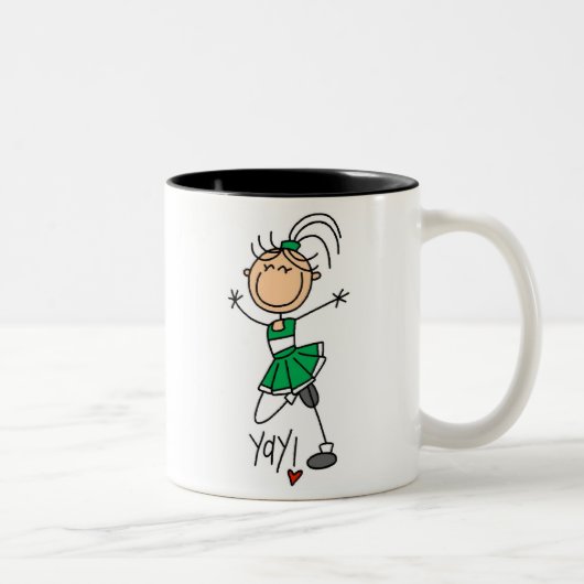 Grüne Strichmännchen-Cheerleader-T - Shirts und Zweifarbige Tasse (Rechts)