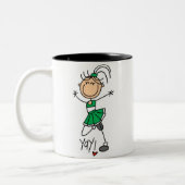 Grüne Strichmännchen-Cheerleader-T - Shirts und Zweifarbige Tasse (Links)