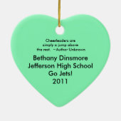 Grüne Strichmännchen-Cheerleader-Verzierung Keramikornament (Hinten)