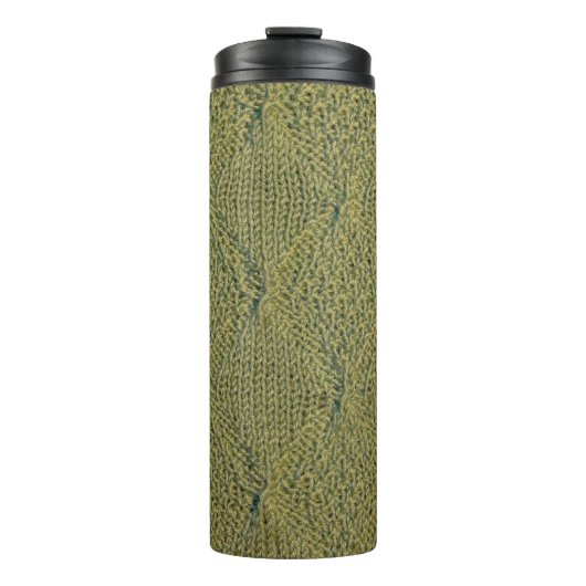 grüne Strickstoffe, Strickstoffe, grüne Gewebe Thermosbecher (Vorderseite)