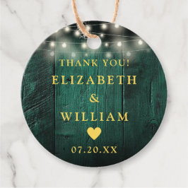 Grüne String Lights Rustic Wood Boho Barn Wedding Geschenkanhänger